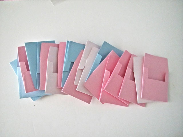 21 teeny tiny miniature square pink blue envelope note sets stationery party favors weddings guest book table number love note tooth fairy