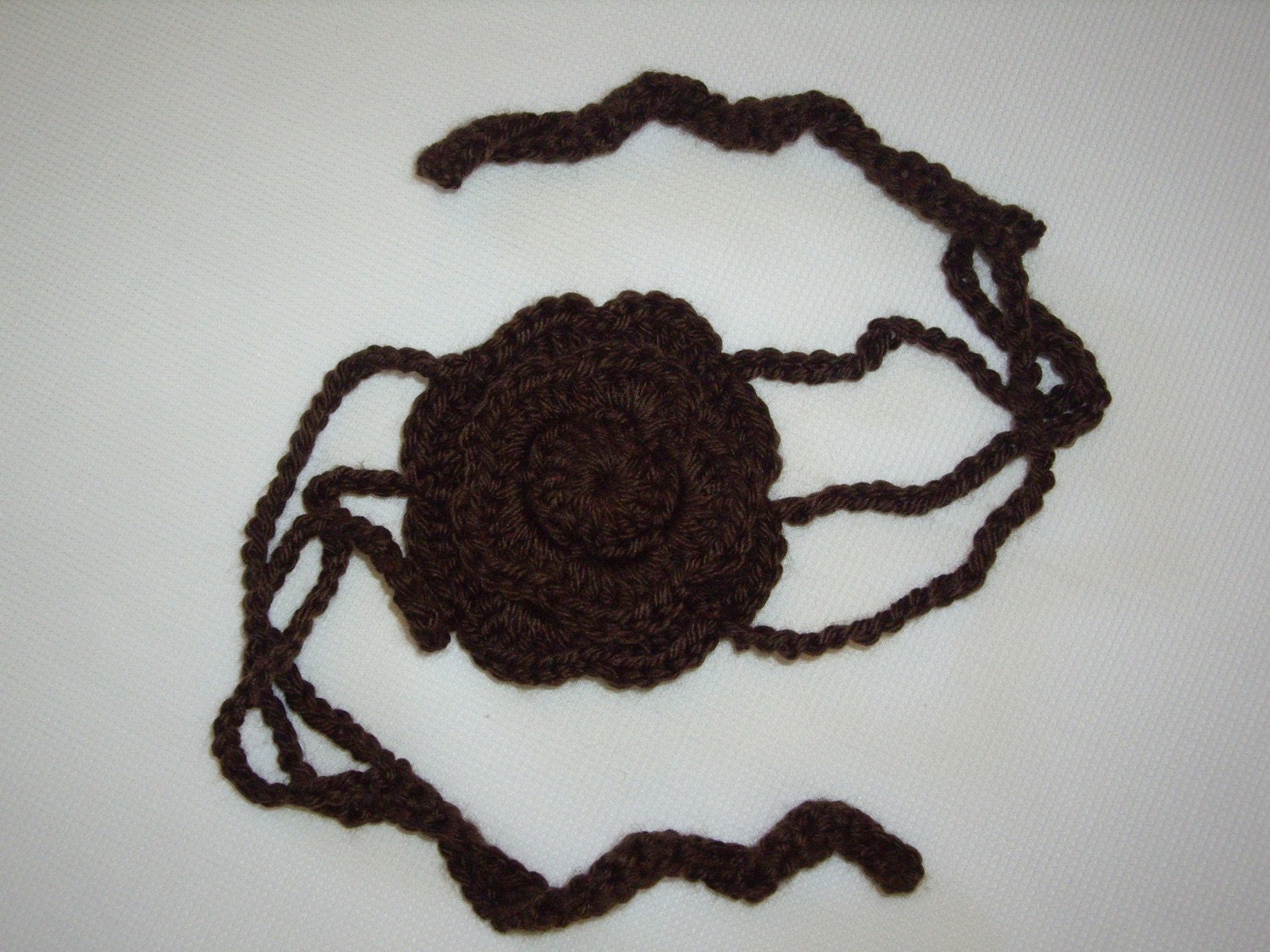 Dark brown crocheted flower 3 strand headband