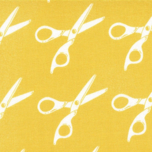 LAST HALF YARD: Half Moon Modern by Moda, 1/2 Yard Sunshine Novelty Scissors
