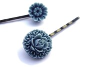 Flower hair pins, resin gray,  hairpins