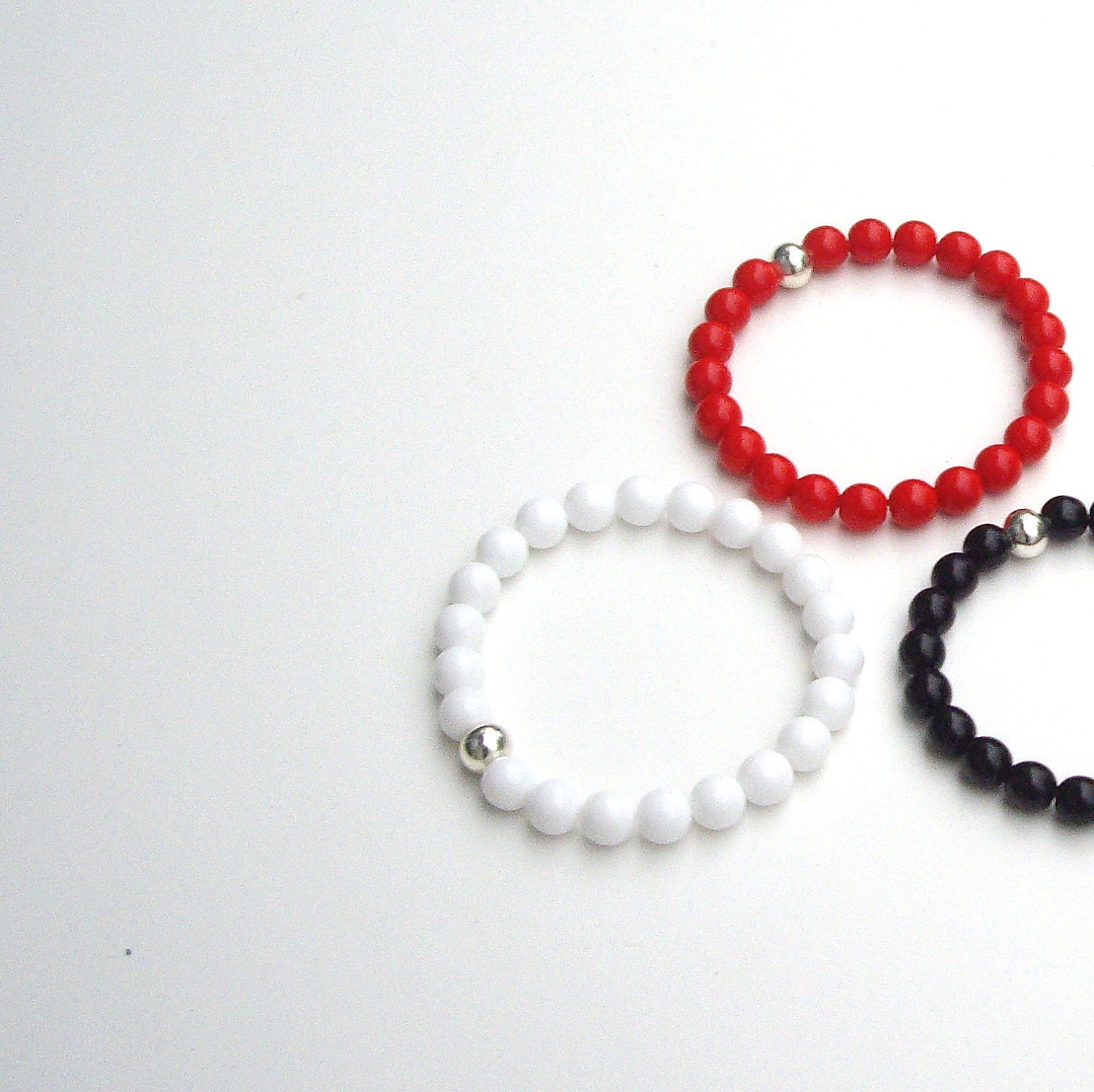 Bracelets - Stretch Bracelet, White bracelet, Red bracelet, Black bracelet