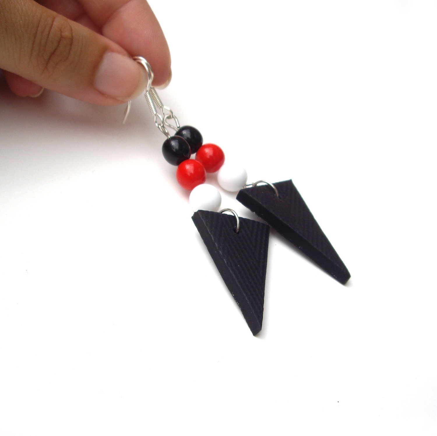 Geometric earrings - Black earrings, geo earrings, chevron earrings