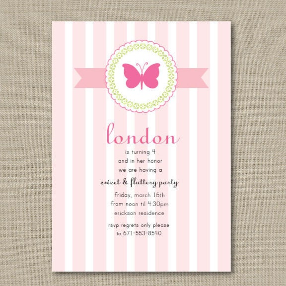 Butterfly Theme Paryt/Shower Invite