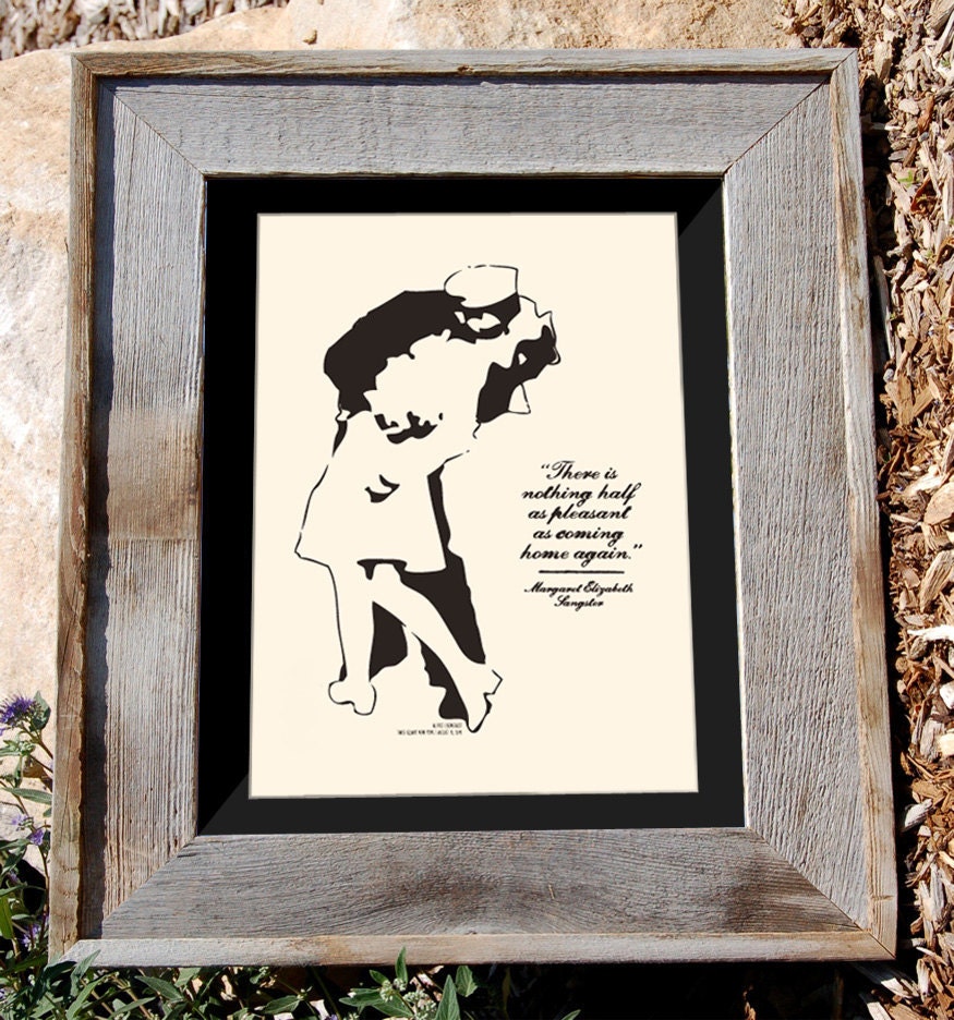 Famous Sailor Kiss - V-J Day Print - 8x10" - "Home Again" - Typographic