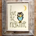 Owl art Print - dancing owl artwork - 8x10 - "I love the nightlife" - Typographic print - cream paper