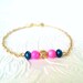 Neon Pink & Rich Navy - Dainty Bead and Crystal Modern Friendship Bracelet - Gold Chain