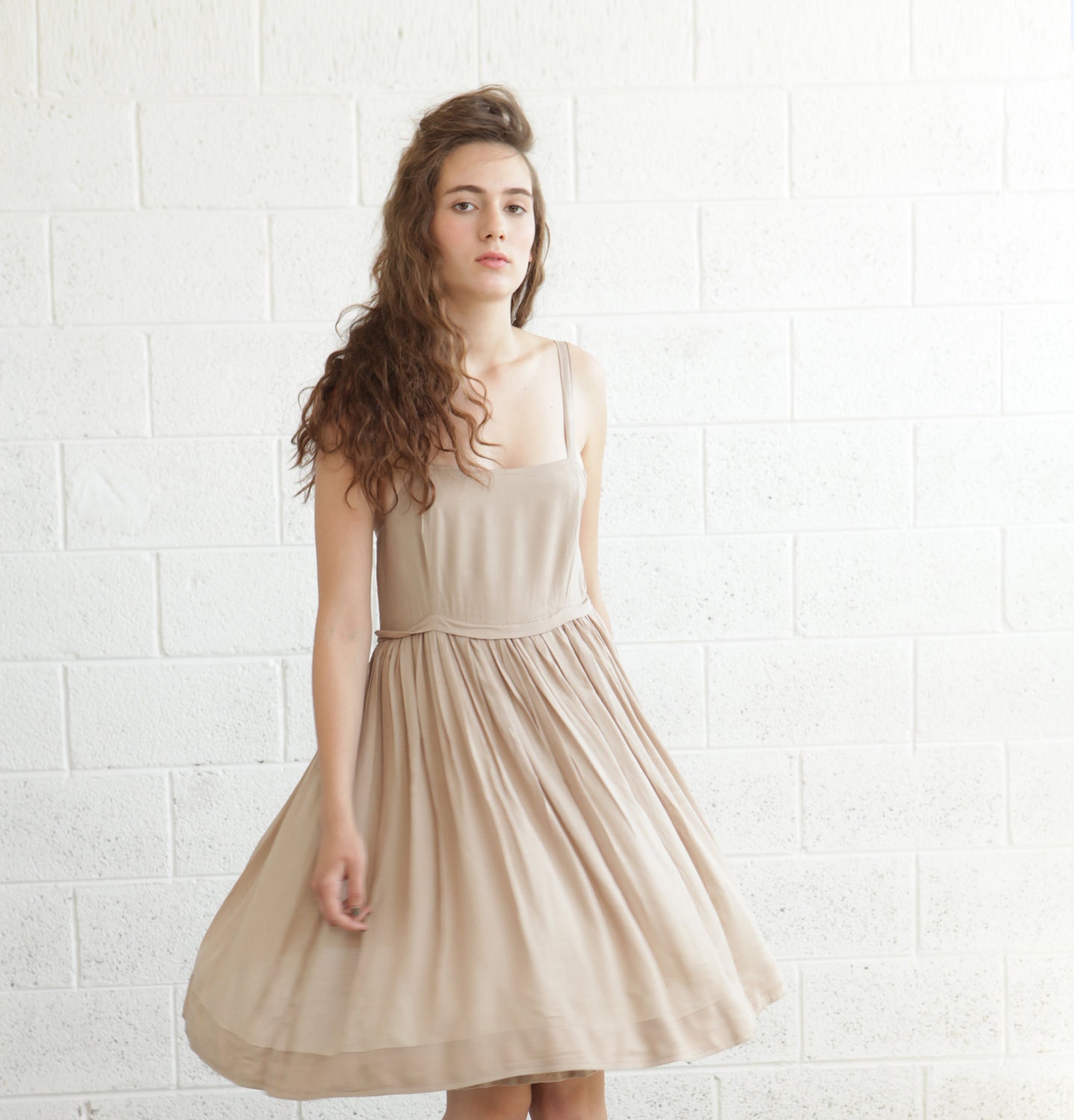 ENJOY 50% OFF Summer Cocktail Dress, Baby Doll  Dress Beige.