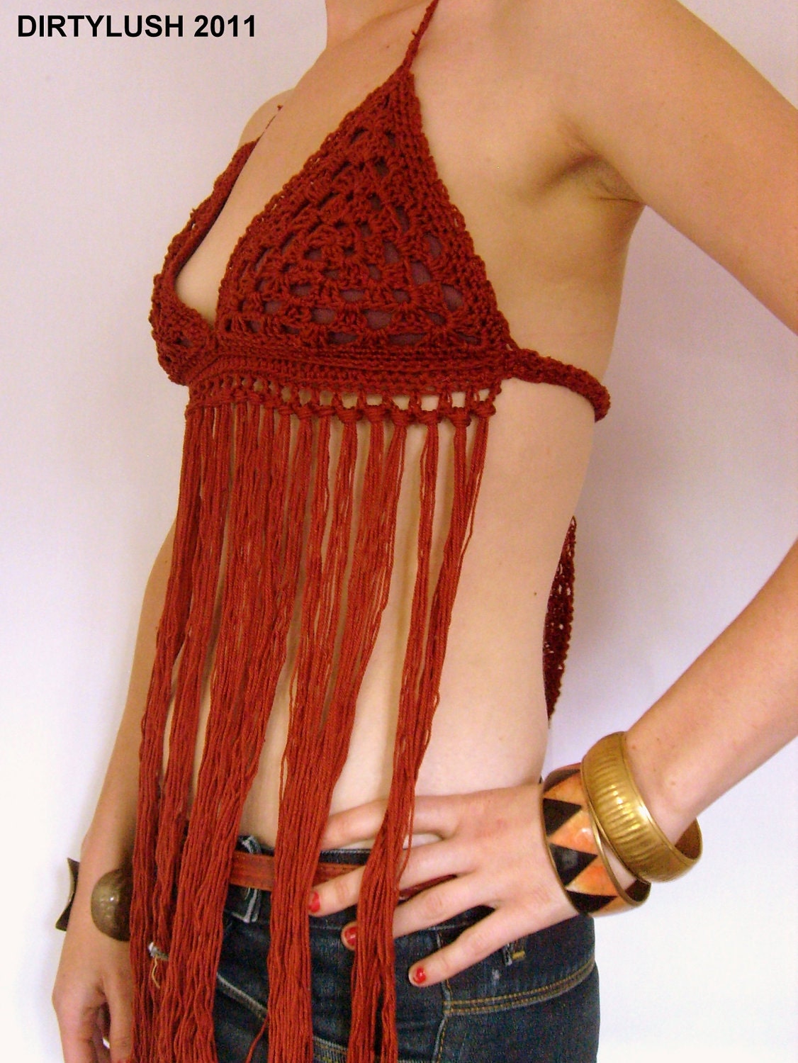 Fringed bikini top
