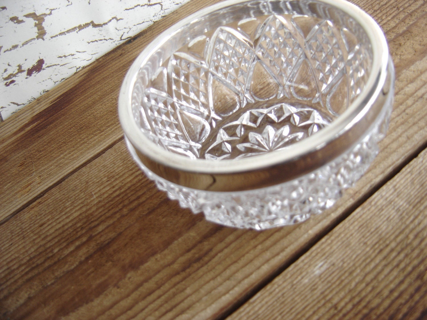 Vintage Silver Rimmed Glass Bowl