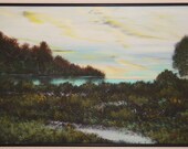 A TURQUOISE SKY - Acrylic on Wrapped Canvas - Framed
