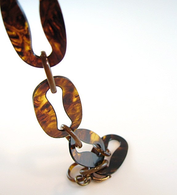 Antique Victorian Tortoiseshell & Celluloid Link Bracelet Half-Mourning Genuine Large