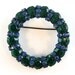 Vintage Warner Rhinestone Brooch Emerald Green Montana Blue Japanned Setting 1960s Jewelry