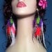 feather earrings - Hodgepodge's Sister - long colorful feather earings Sale