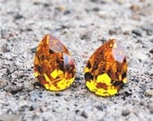 Super Sparklers Pear- Canary Diamond Swarovski Crystal Stud Earrings