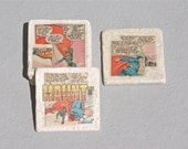 Superman Coasters Tumbled European Marble Rock Set of 5 Stone Coasters handmade recycled dc comic book justice league of america jla comics
