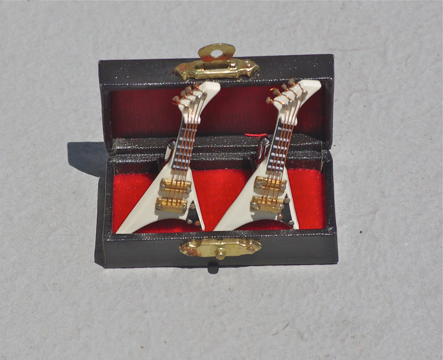 SALE Electric Guitar Cuff links cufflinks guitars instrument cream w/ case recycled toy boyfriend hubby for geeks geeky musician musicians