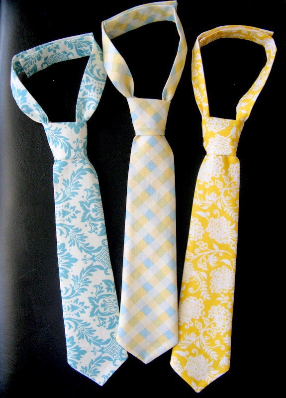 Toddler Tie Set - Blue and Yellow Little Boy Ties - Baby/Toddler Ties - Boys Ties - Blue Yellow Gingham - Boys Photo Prop - Neck ties