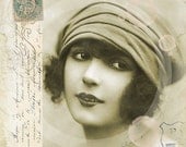 POSTCARD BEAUTIES -  Set of 6 atc cards - Vintage images, Digital Collage Sheet, Printable Download, Scrapbooking,