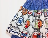 Toddler Girls Twirl Skirt Royal Blue Stripe Full Ruffle Size 3T Spring Summer Clothing OOAK Handmade Original Gift