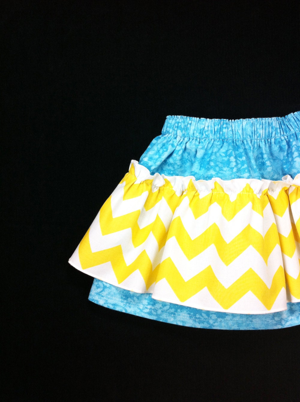 SALE Girls Yellow Chevron Turquoise Twirl Skirt Size 5T Ready to Ship Boutique Clothing Kids LAST ONE