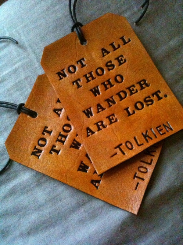 Leather Luggage Tags - His and Hers - Tolkien LOTR - Set of Two