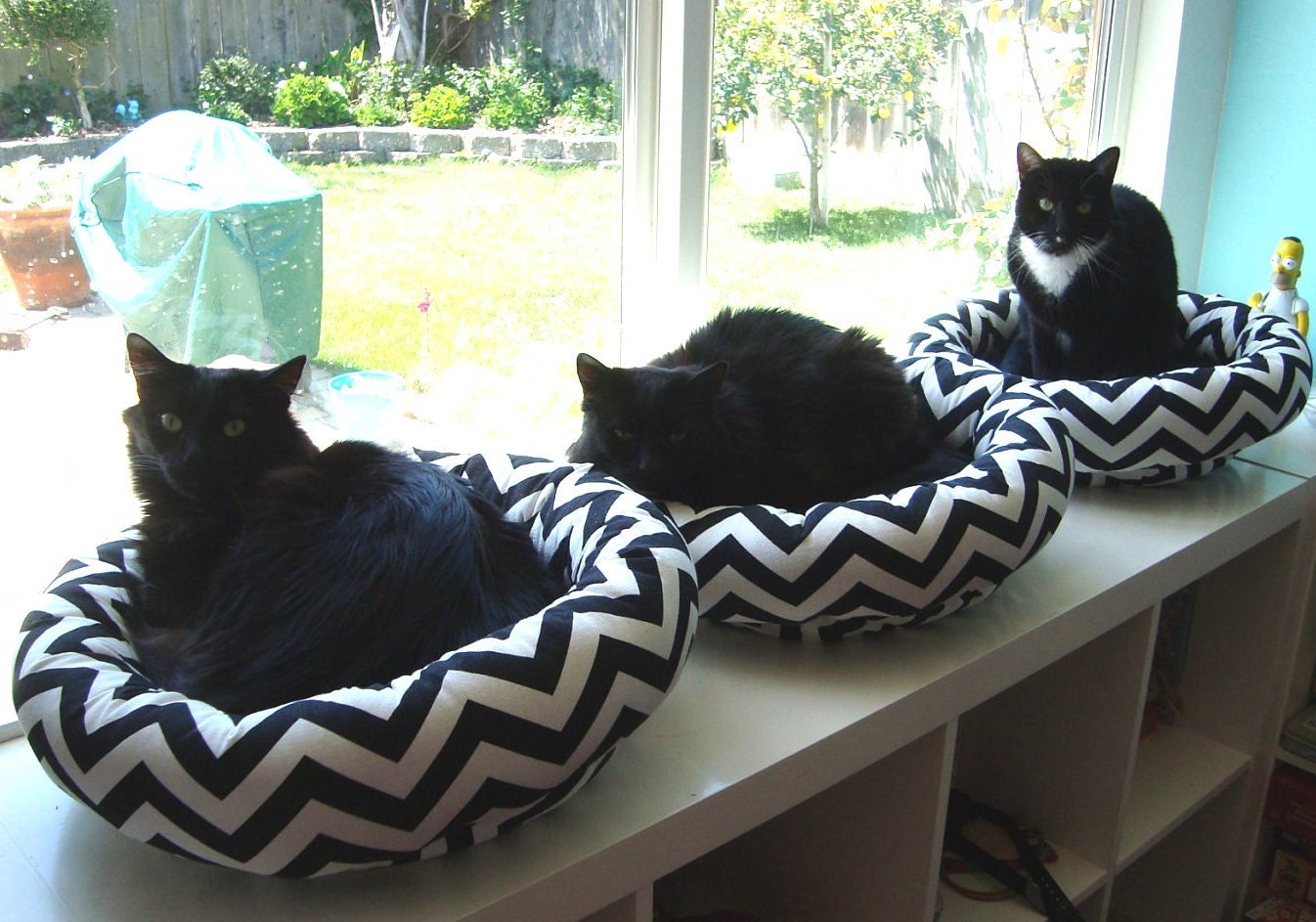 One-Piece 18" - Dog Bed - Cat Bed - Stunning Black & White Stripes, Zig Zag, Chevron with Soft Minky Fleece