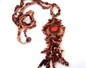 Beadwork, Brown Freeform peyote beaded necklace, Seed beads necklace, Mothers Day gifts