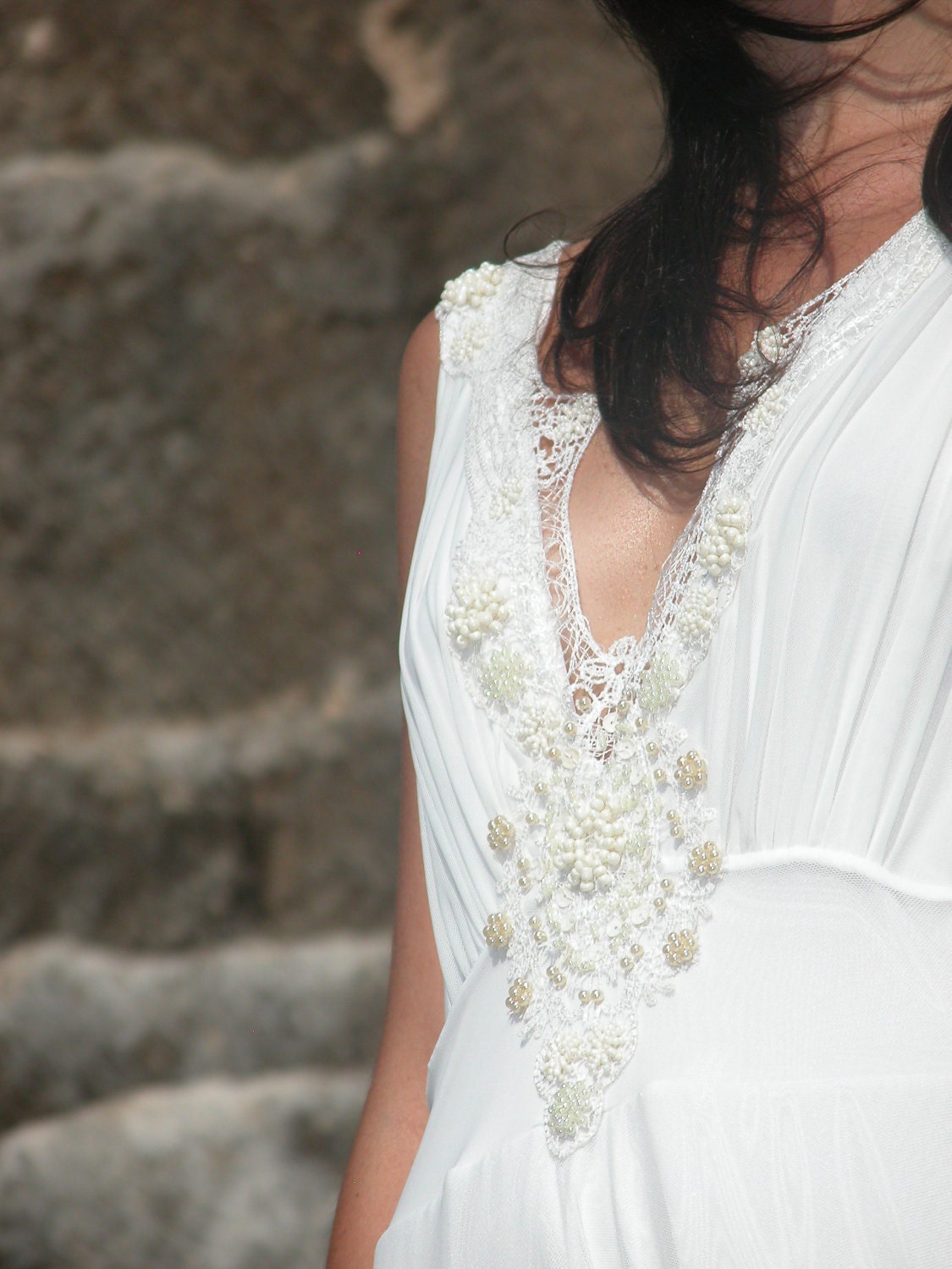 maxi wedding dress with embroidery and beads