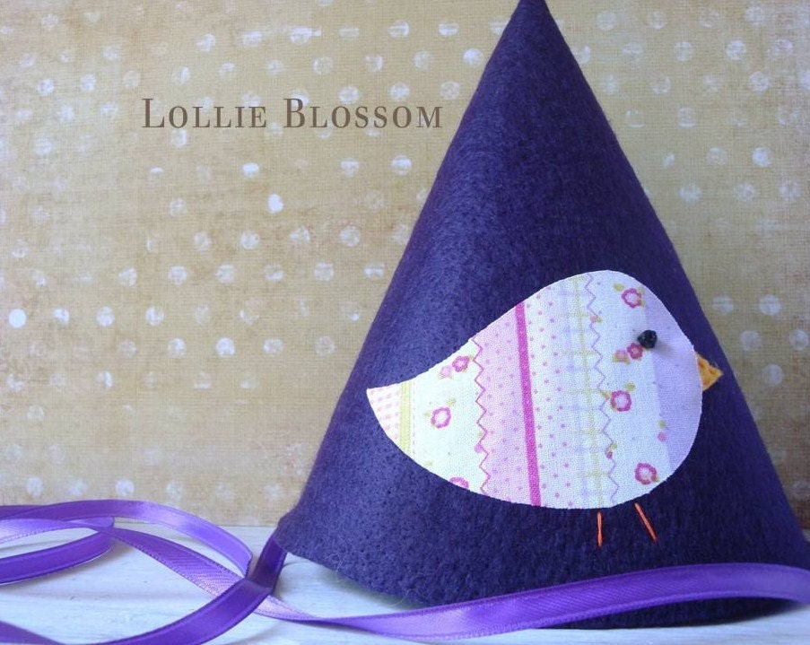 Felt Birthday Hat, Baby Bird Birthday Theme, Party Pack of 8 Hats