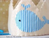 Felt Birthday Hat, Whale Felt Crown, Whale Birthday Hat, Whale Hat, Whale Crown, First Birthday, Shabby Chic