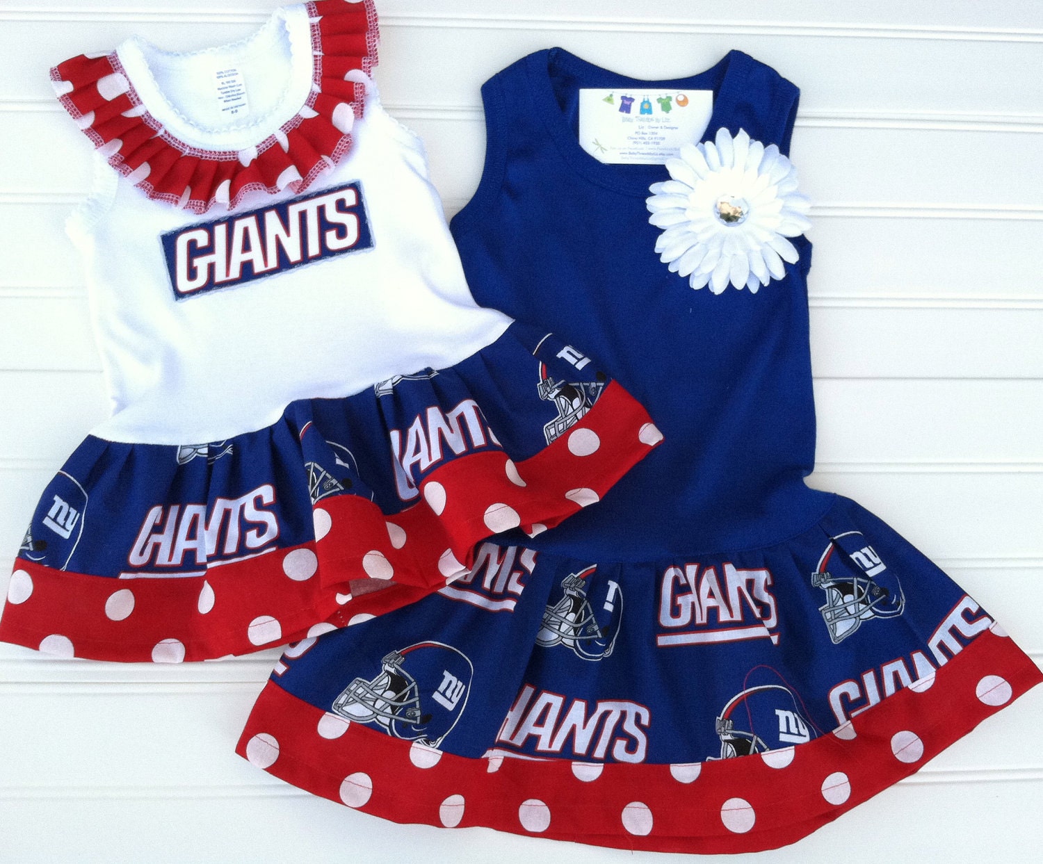 Giants  Dress  With Rhinestone Flower  Available in  0/3 months through Size 6/8