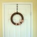 Autumn Door Wreath Yarn Wreath & Felt Flowers - Taupe, Coral, Cream, Grey, Ivory, Lilies - Fresh Honeysuckle