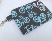 Blue & Grey Bicycles Zippered Pouch