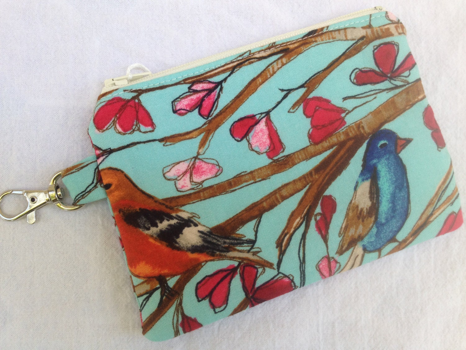 Birds on Branches Small Zippered Pouch