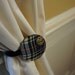 Curtain Tieback Preppy Plaid Blue Boys Room Decor Equestrian Polo Brass Button Nautical