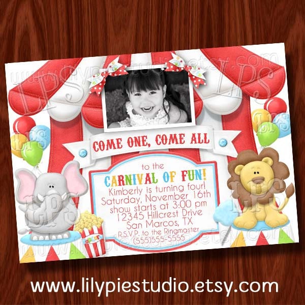 Circus Carnival Birthday Invitation PRINTABLE Digital File