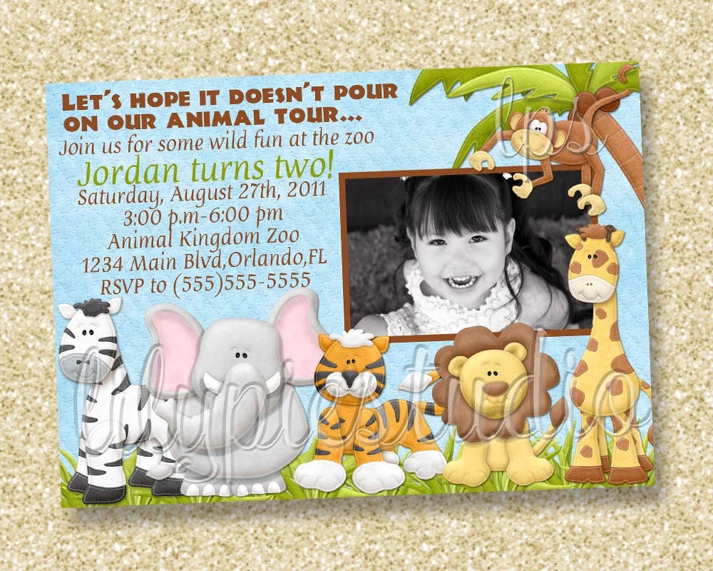 Jungle Safari Zoo Invitation PRINTABLE Digital File Il_570xn