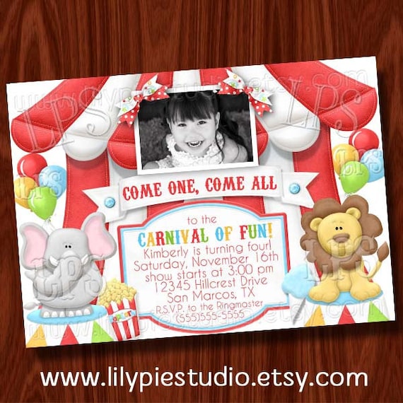 Circus Carnival Birthday Invitation PRINTABLE Digital File Il_570xn