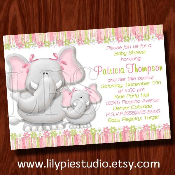 Little Peanut Elephant Baby Shower Invitation PRINTABLE Digital File Il_570xn