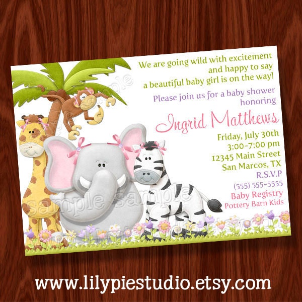 Jungle Girl Baby Shower Invitation PRINTABLE Digital File