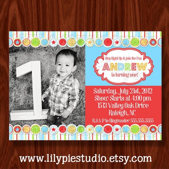 Circus Carnival Birthday Invitation PRINTABLE Digital File Il_570xn