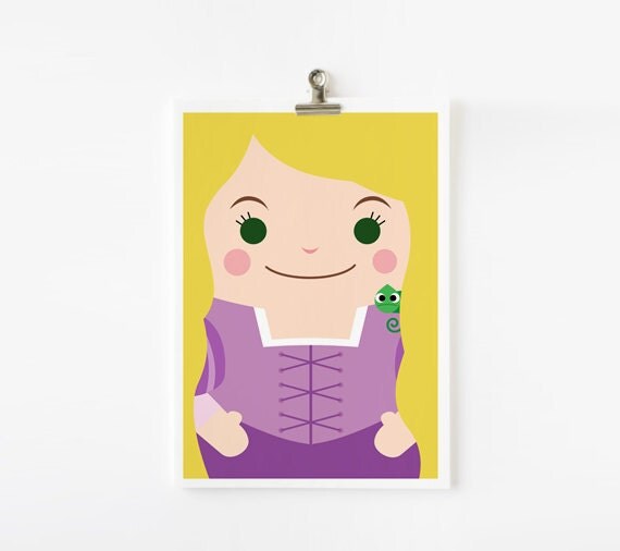 Princess art print 5 x 7 Set of 6