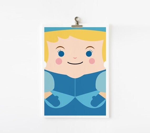 Princess art print 5 x 7 Set of 6