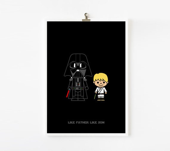 Printable Father Day Gift / Card, Like Father Like Son, Darth Vader, Luke, Starwars