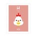 Alphabet poster H is for Hen 8x10 art print - Animal with pocket