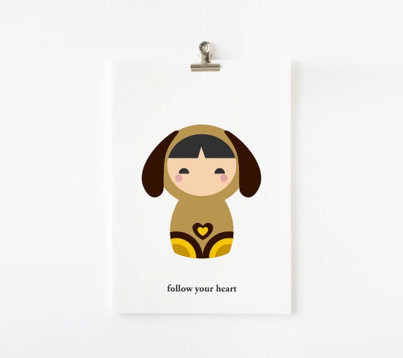 Positive inspiring words - animal matryoshka flashcards set of 12