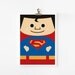 Super hero art print 5 x 7 set of 6