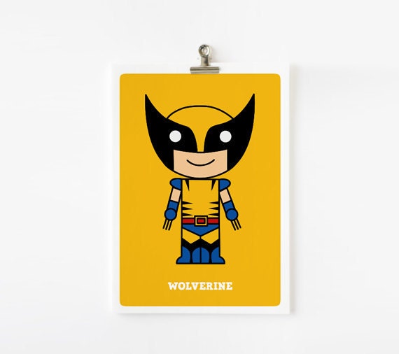 Cute superhero 5x7 art print  - One print