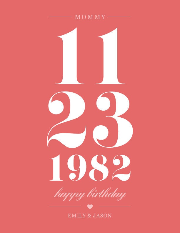 Personalized Custom Birthday Date or Special Date for Father Day, Mother or Best Friend art Print 8 x 10
