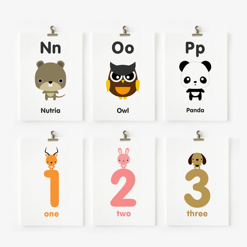 Alphabet Uppercase and Lowercase and Numbers Flash Cards, Children Decor, Kids Wall Art, Nursery Wall Art